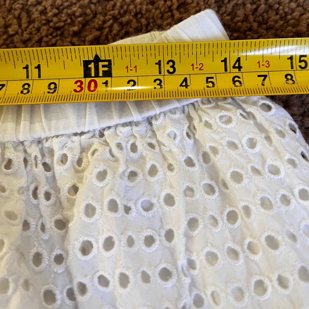 J.Crew White Cotton Eyelet Midi Skirt Elastic Waist Womens Size 4 - Picture 11 of 11